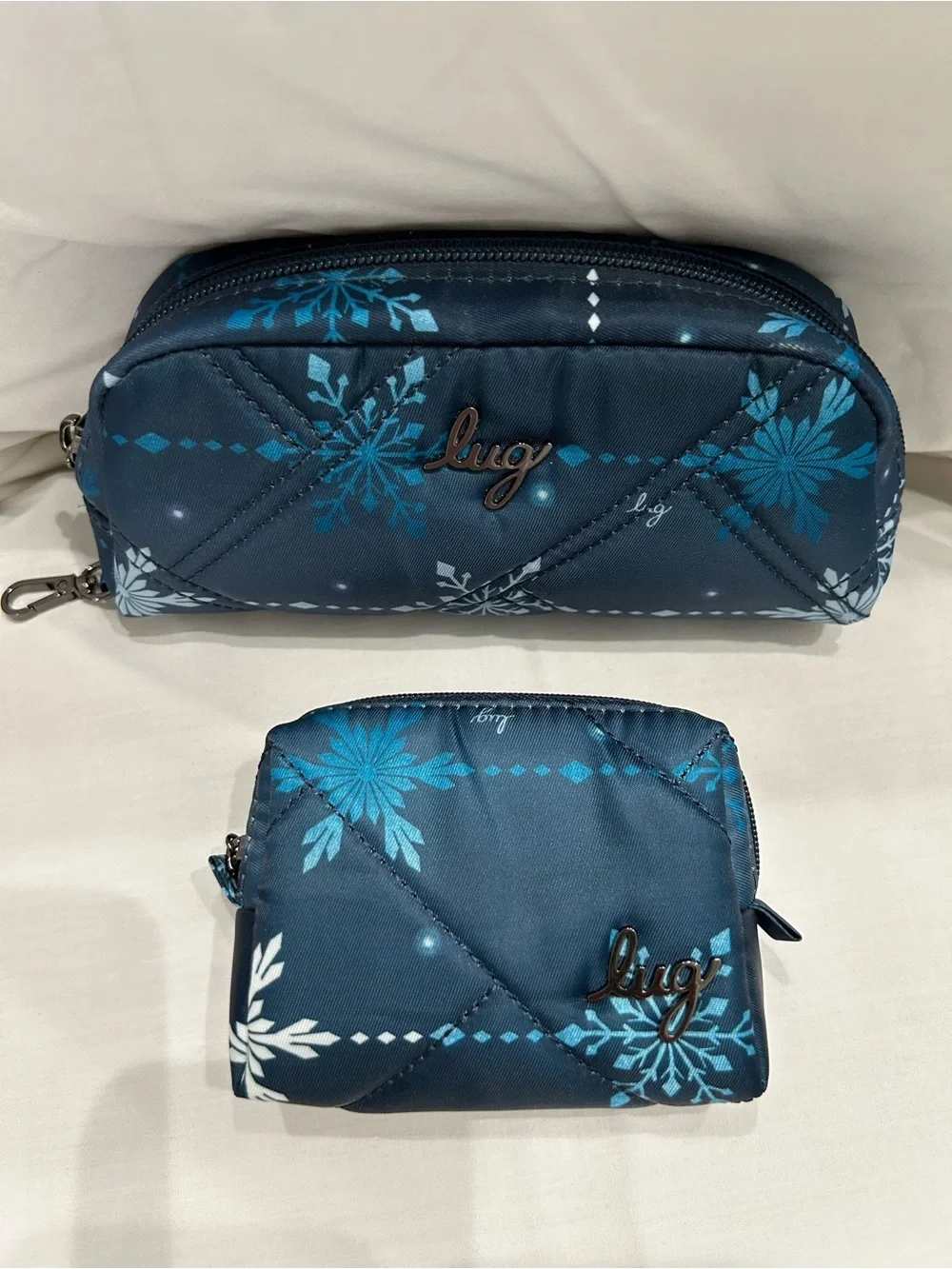 Lug Navy Blue Snowflake Eyeglass Case and Pill Holder